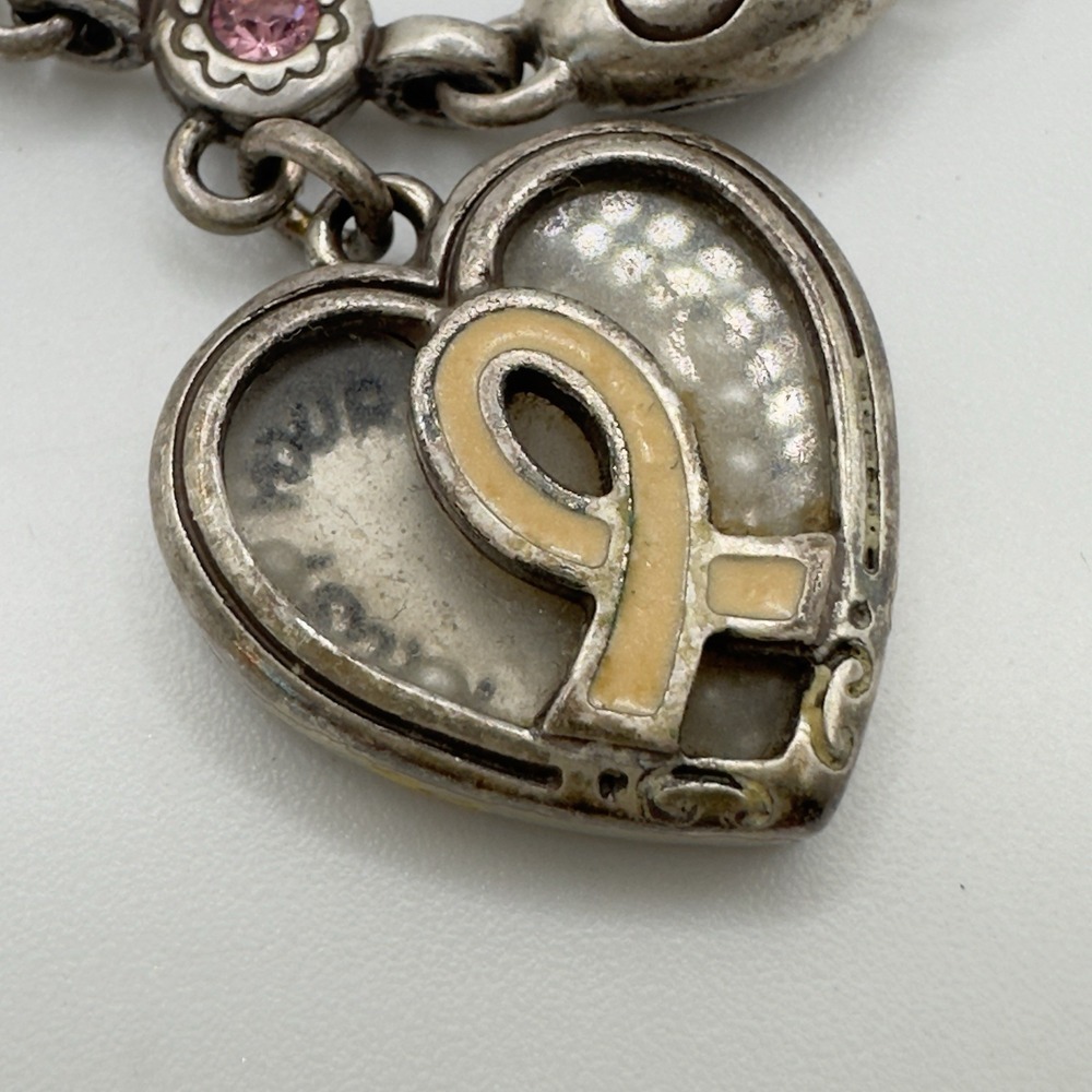 BRIGHTON Silver Plated Cancer Awareness Charm Bracelet 7" - 8" - Picture 3 of 6